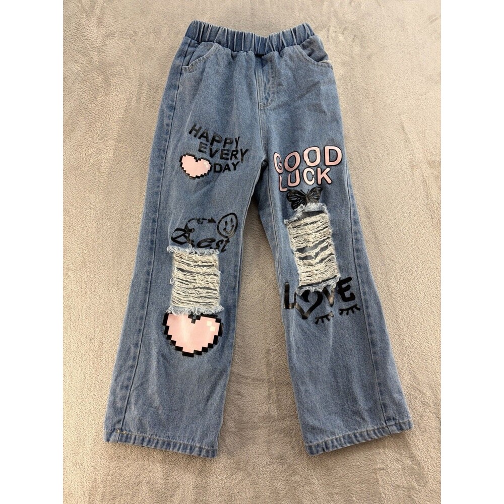 Shein Jeans Girls 9 Y Soft Waist Wider Leg Happy Every Day